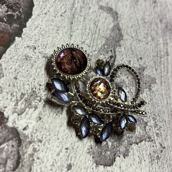 Napier Silver & Purple Gemstone Abstract Floral Brooch - Picture 5 of 6